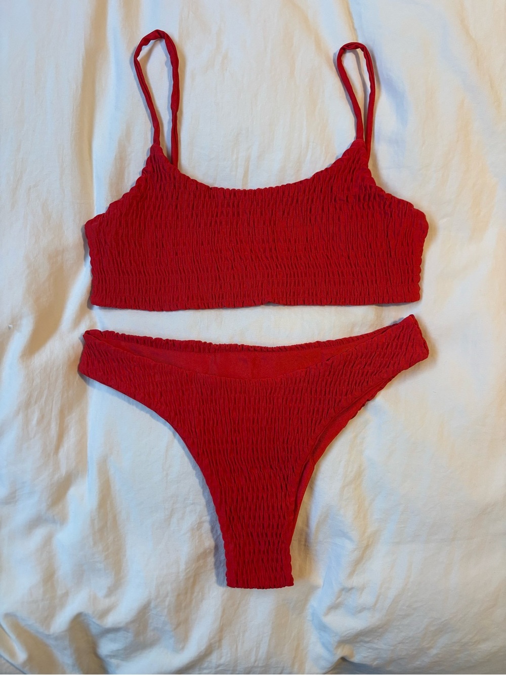 Red Smocked Bikini Set - Women Intimates & Sleepwear